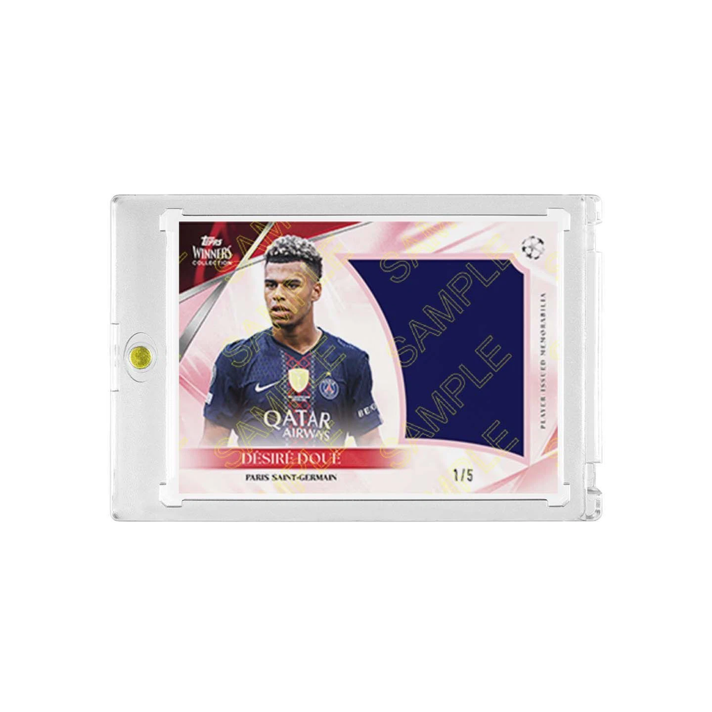 Désiré Doué PSG Patch Memorabilia Football Card Fan Made, With Magnetic Protective Card Case