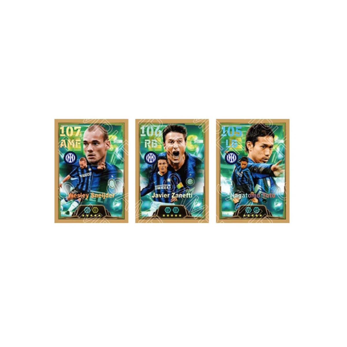 3Pcs Inter Milan Vintage Soccer Cards Fan Made, Sneijder Zanetti Nagatomo Collectible Cards