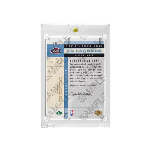 Cavaliers LeBron James Retro UD Legends Printed Signature Card with Display Case